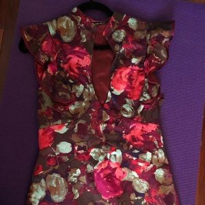 New Black Halo Eva Ruffle Sleeve Keyhole minidress